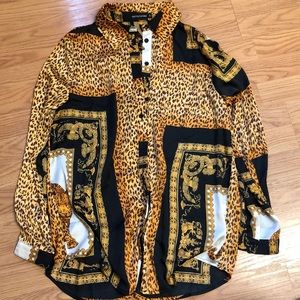 Black Leopard Print Oversized Shirt